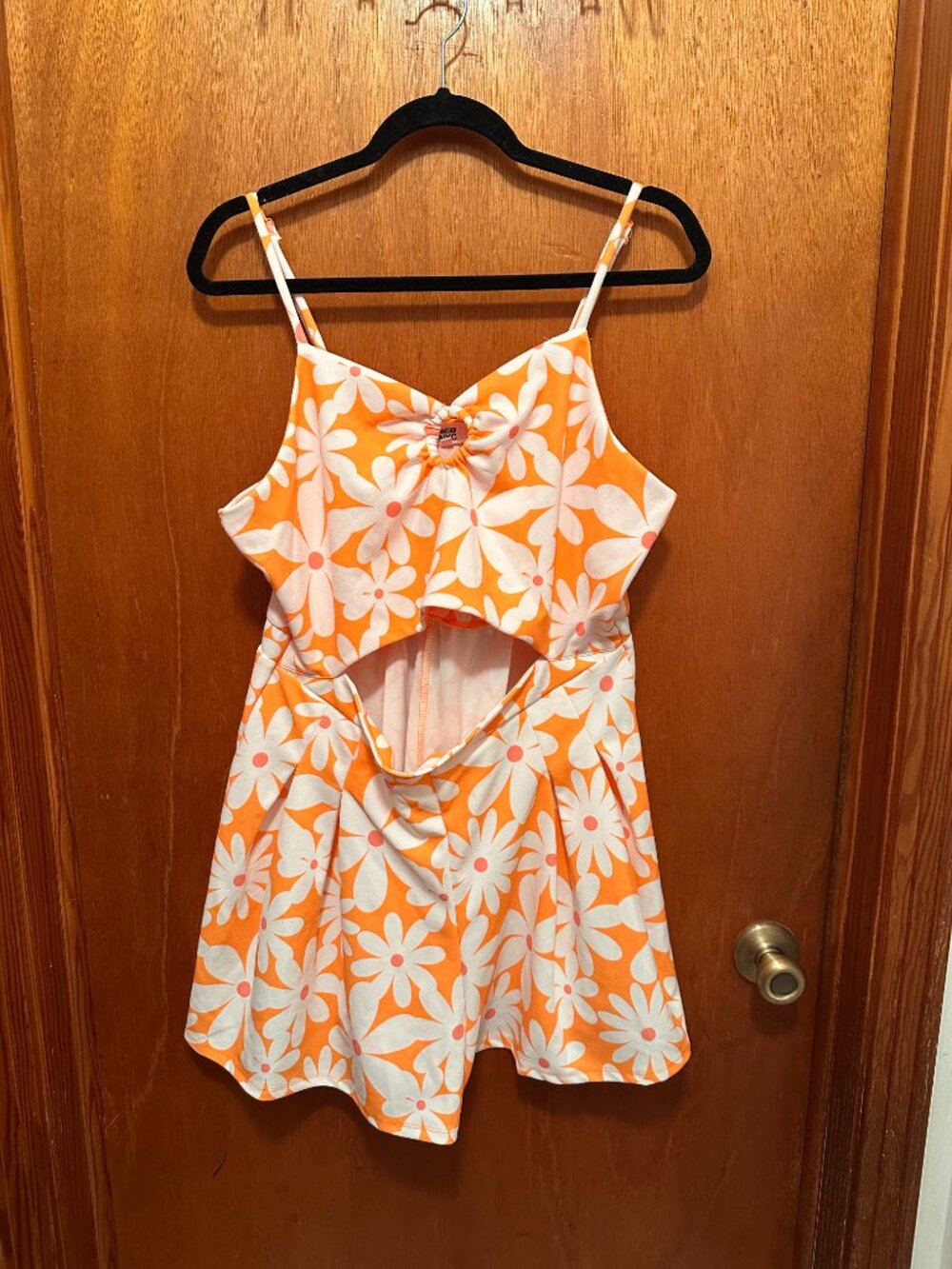 Orange & White Floral Cutout Romper